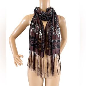 Womens Fringe Glitter Scarf Laser Cut